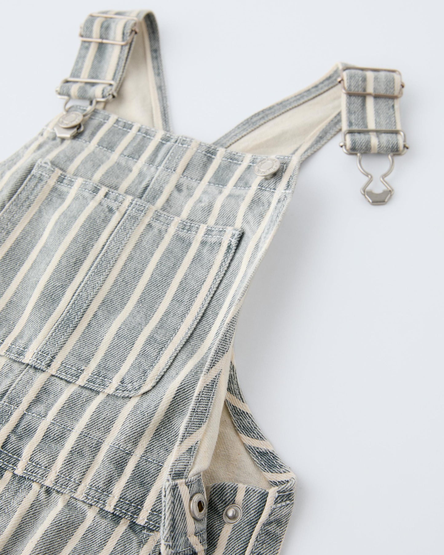 Grey Striped Twill Jumpsuit Dungaree