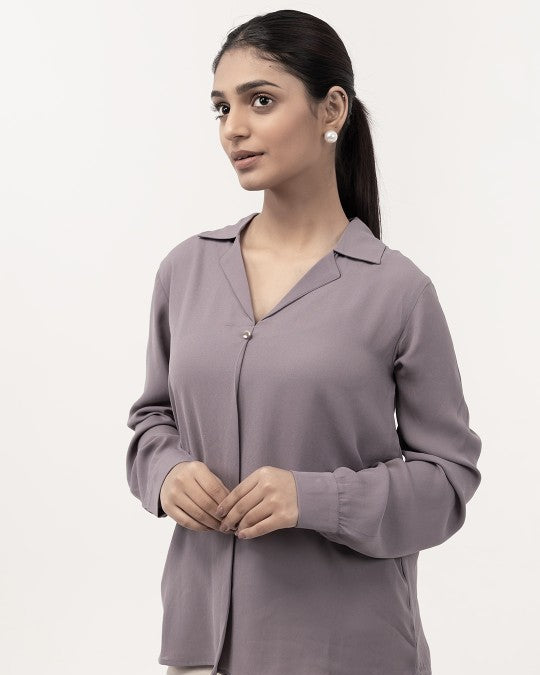 Levender V Neck Pintex Top