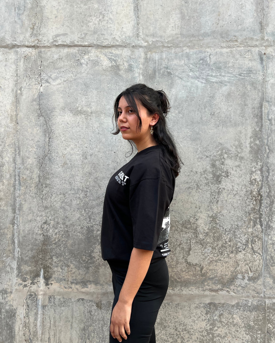 Black Short-Sleeved, Oversized T-shirt