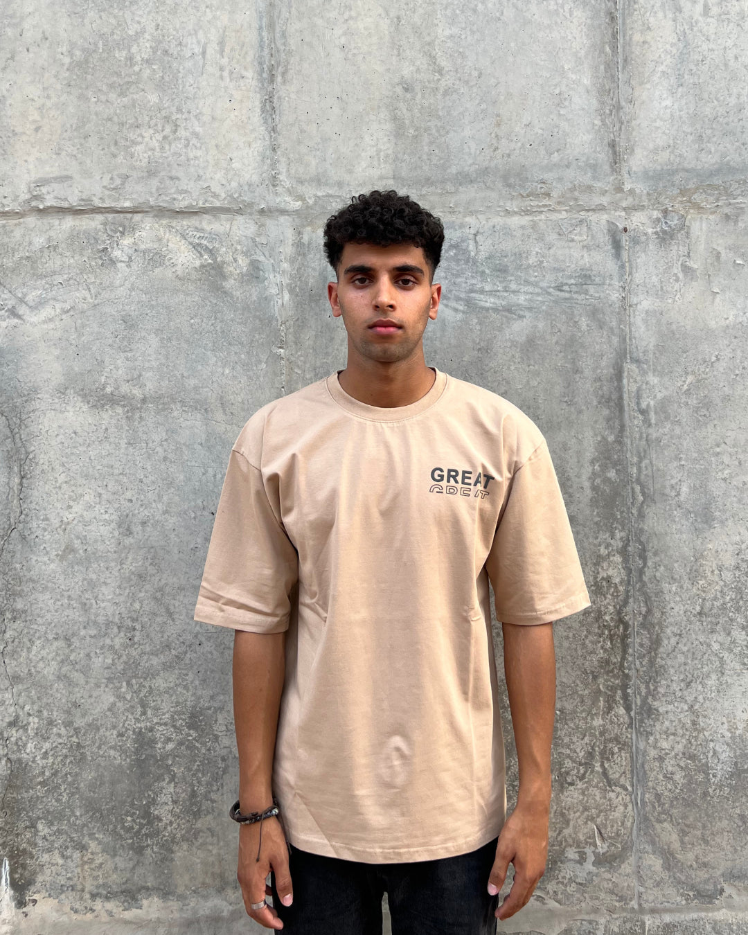 Sand Short-Sleeved, Oversized T-shirt