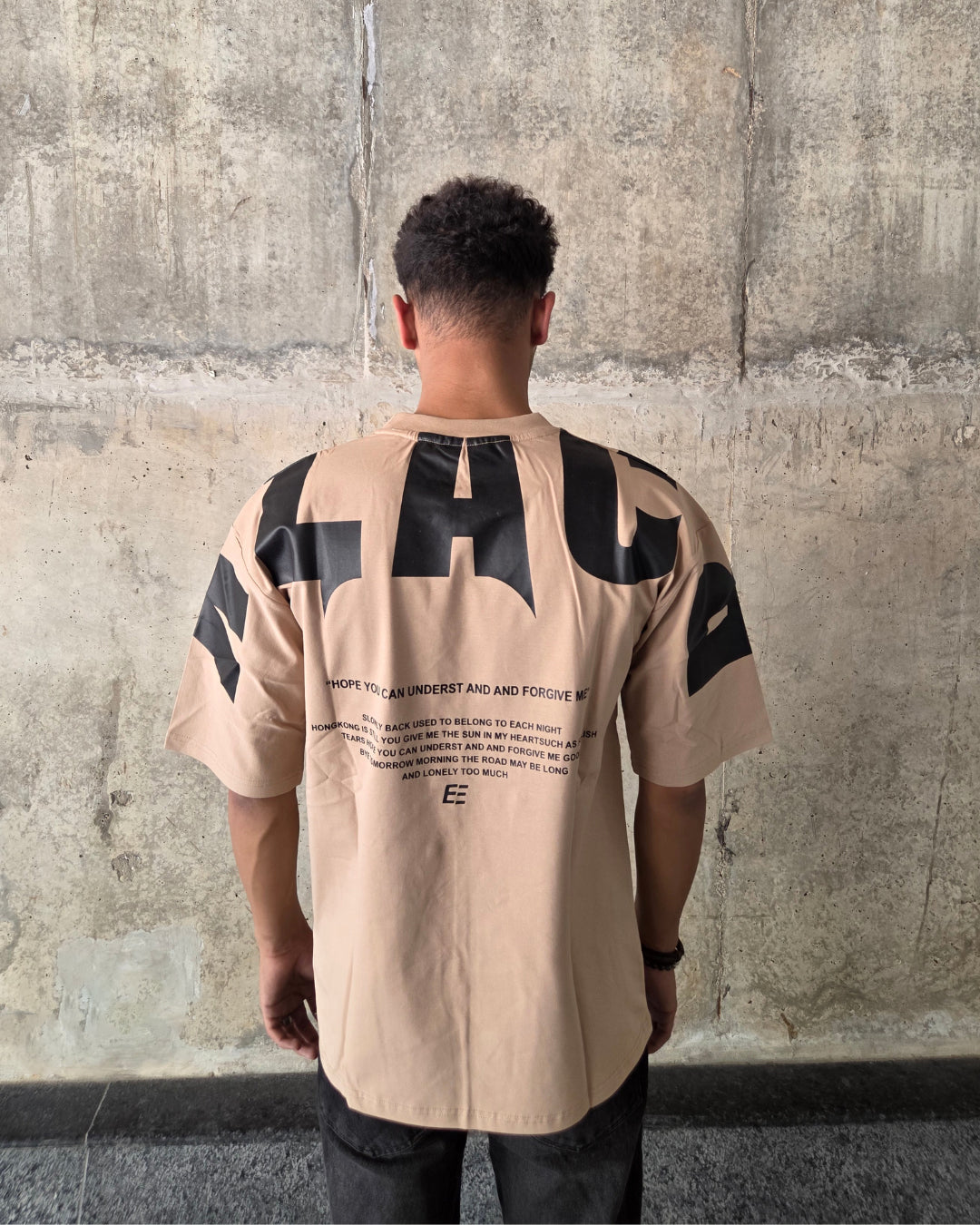 Beige Short-Sleeved, Oversized T-shirt