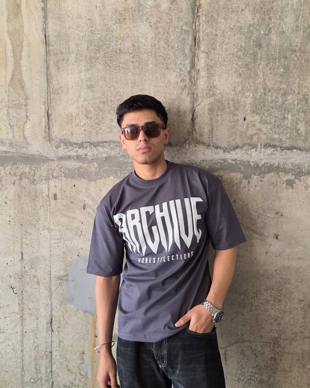 Grey Short-Sleeved, Oversized T-shirt