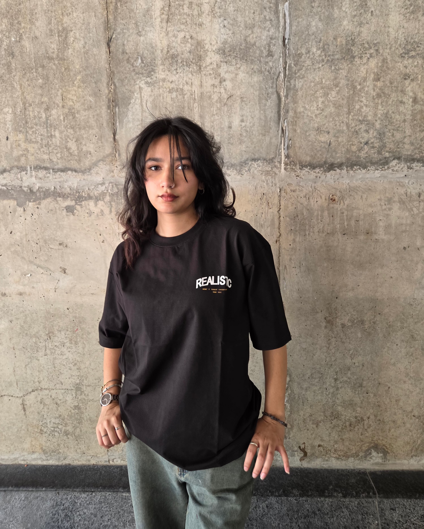 Black Crew Neck Men's Oversized T-Shirt