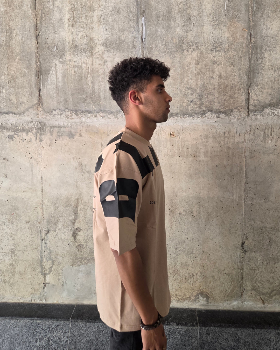 Beige Short-Sleeved, Oversized T-shirt