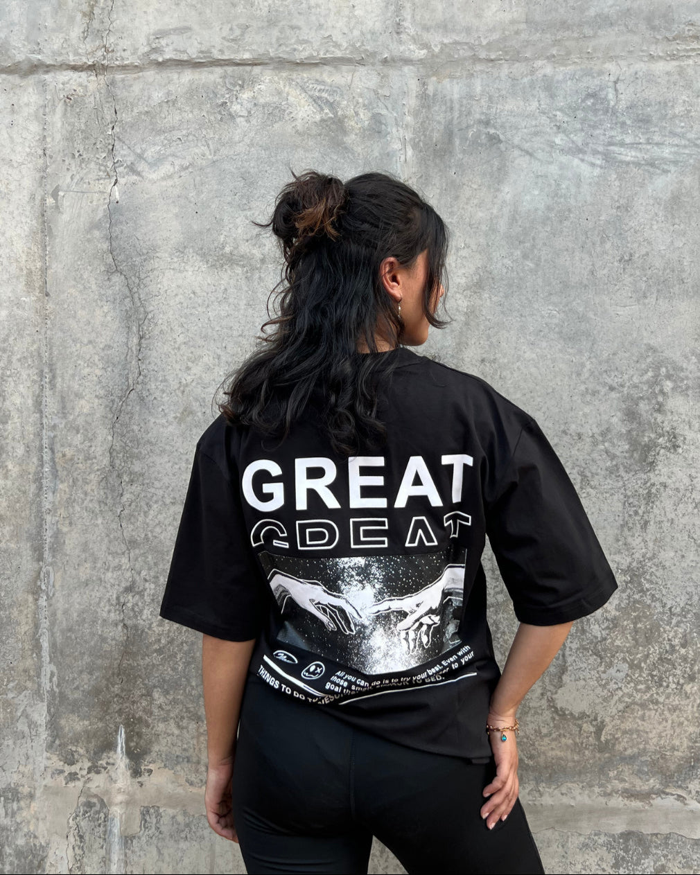 Black Short-Sleeved, Oversized T-shirt