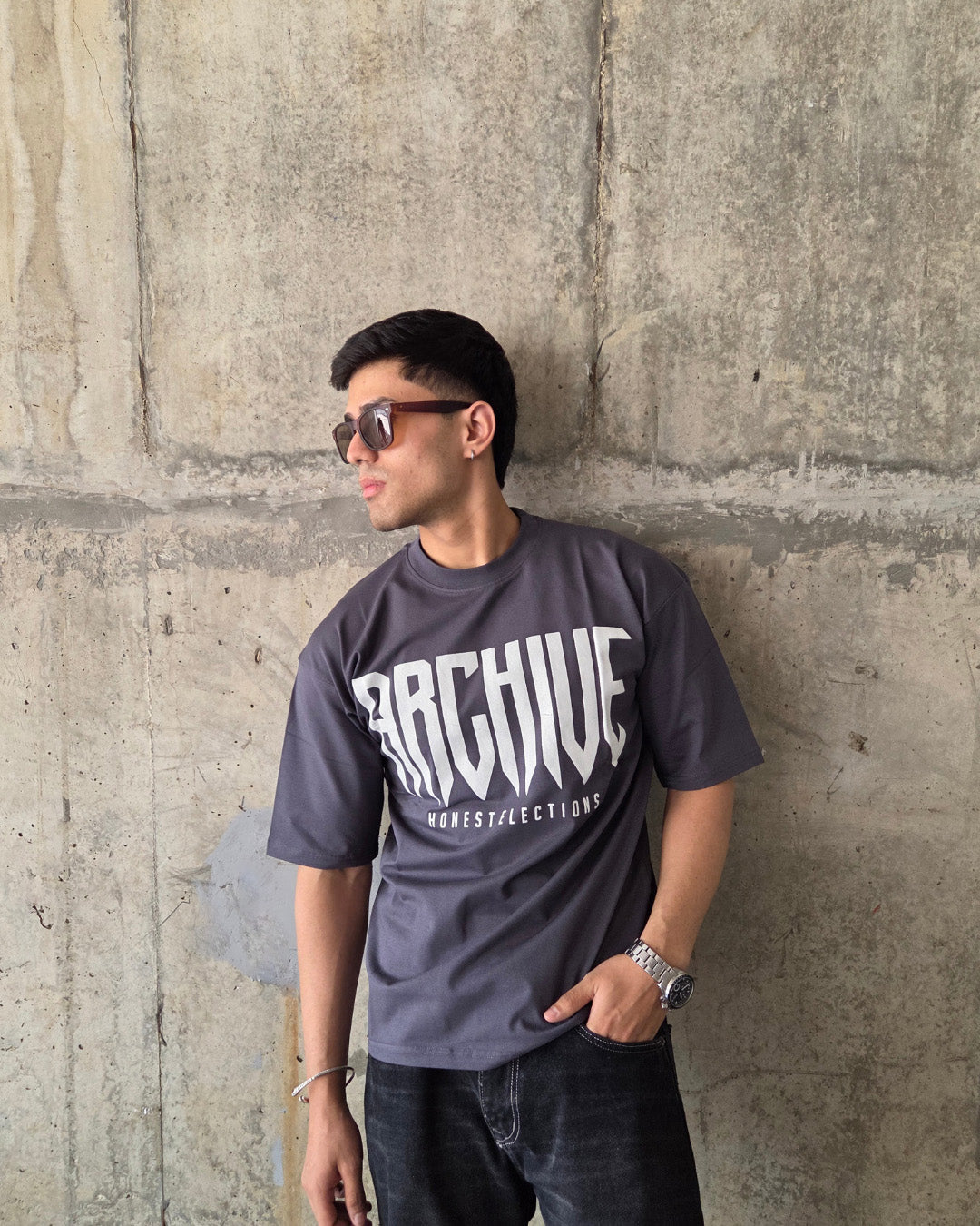 Grey Short-Sleeved, Oversized T-shirt