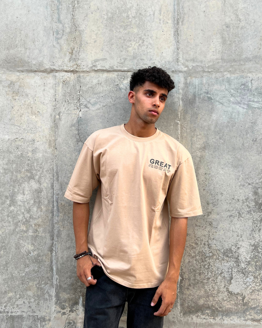 Sand Short-Sleeved, Oversized T-shirt