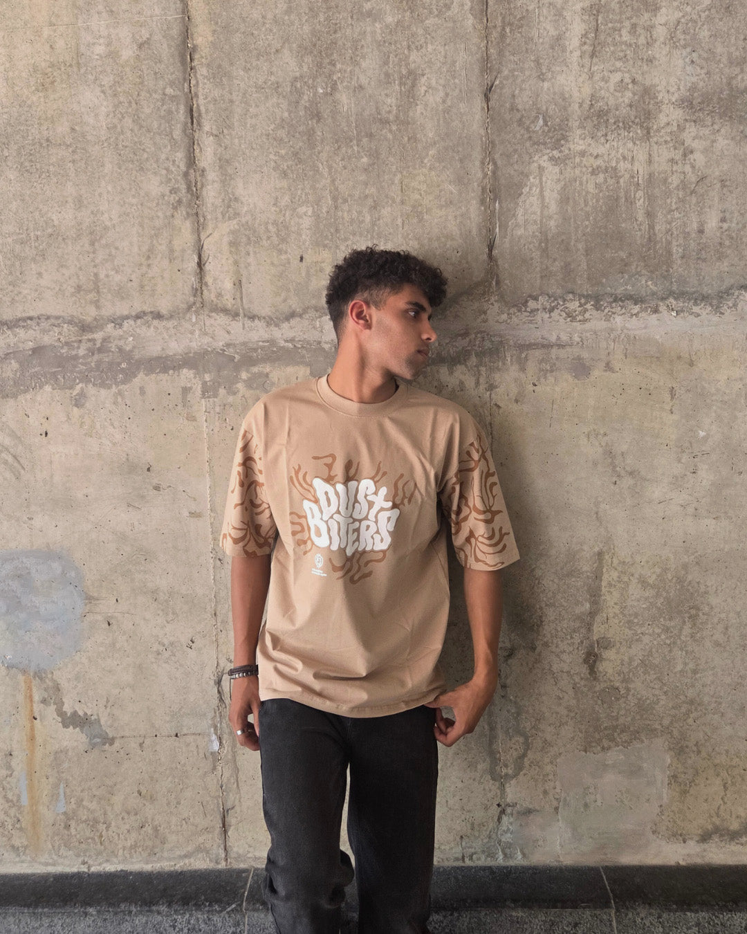 Dust Biters Beige Oversized T-shirt