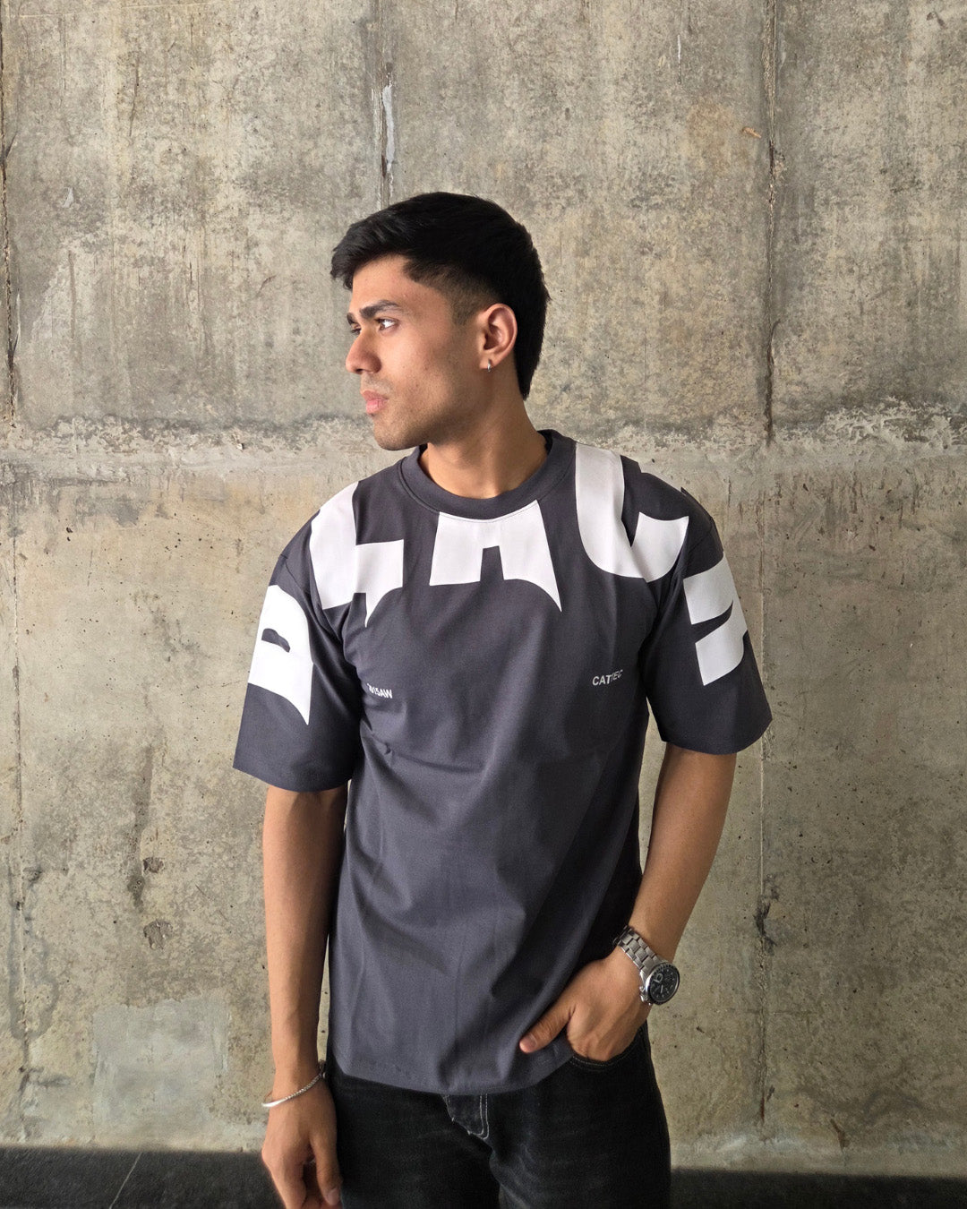 Grey Short-Sleeved, Oversized T-shirt