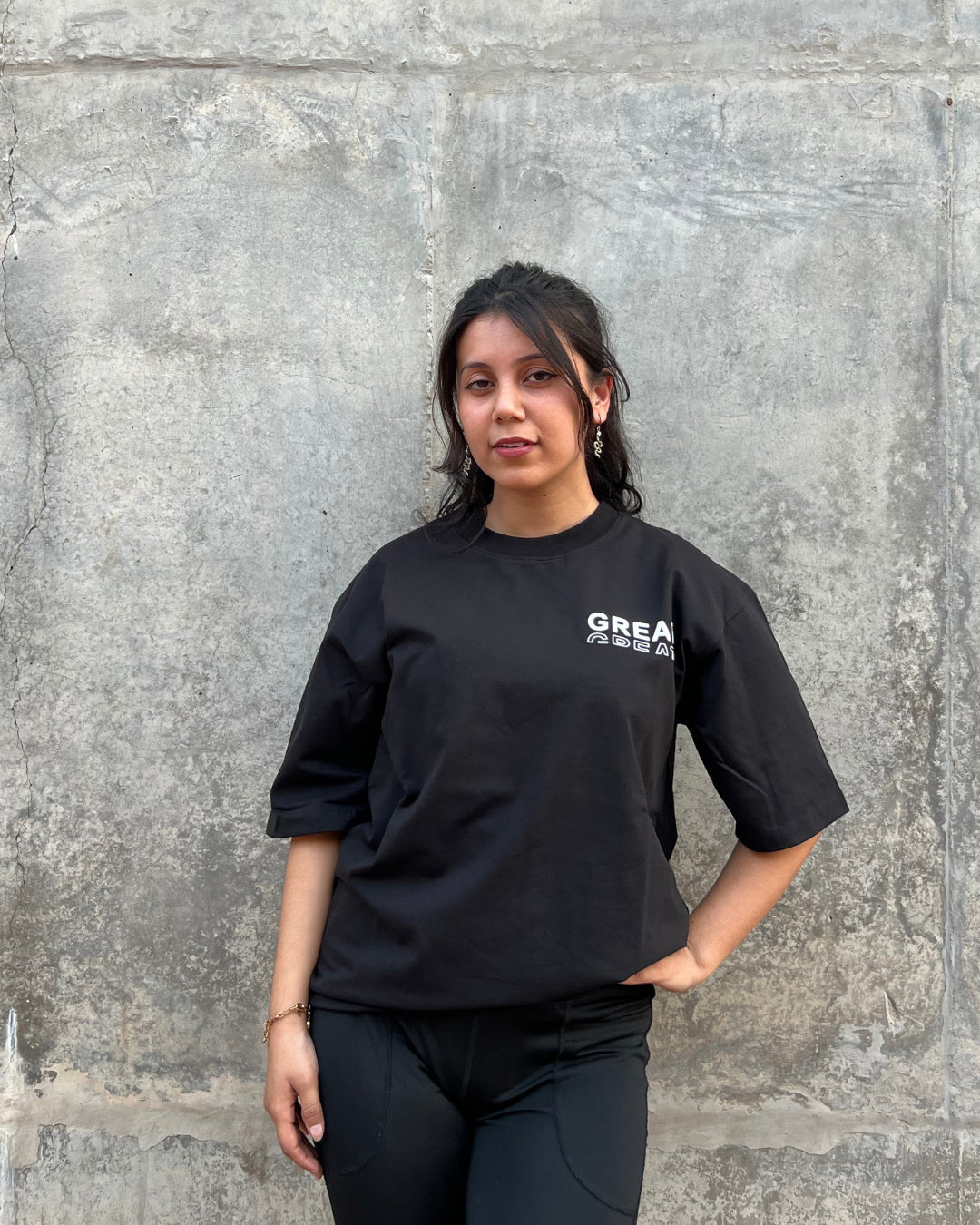 Black Short-Sleeved, Oversized T-shirt