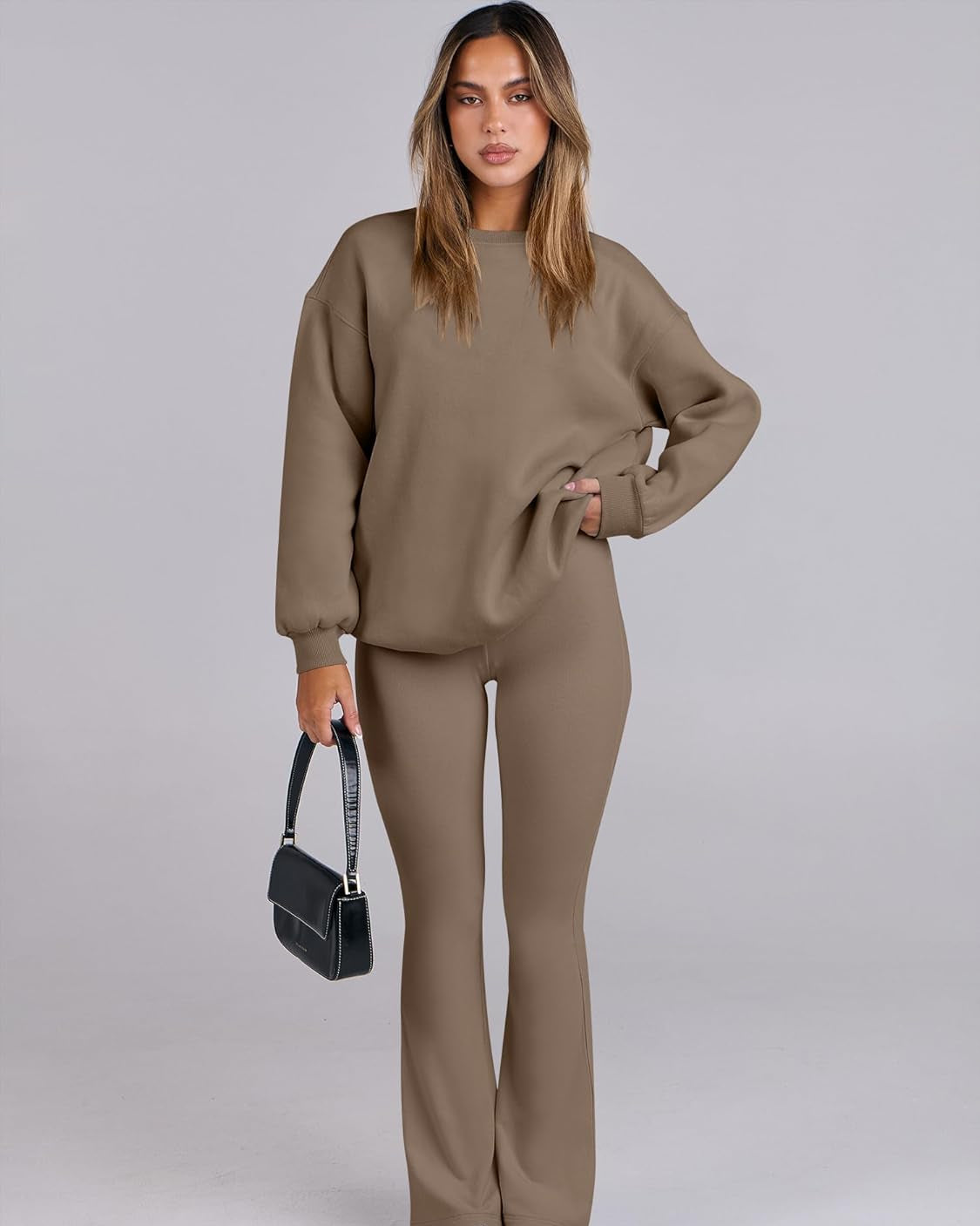 Women Brown Bootcut Flared High-Rise Trousers