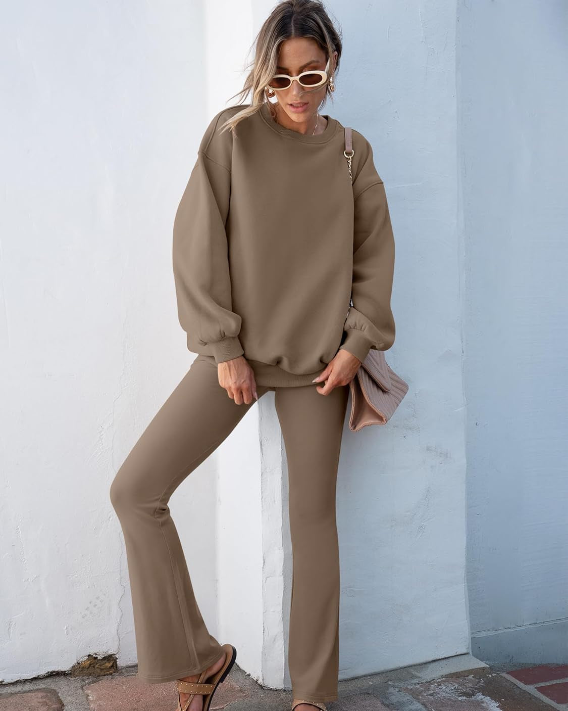 Women Brown Bootcut Flared High-Rise Trousers