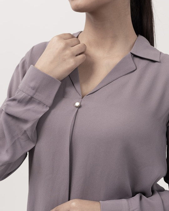 Levender V Neck Pintex Top