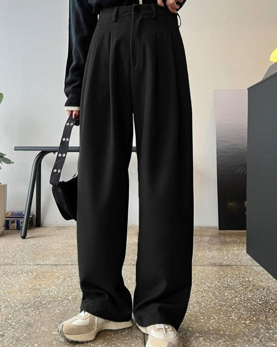Black Straight Fit Tailored Pants