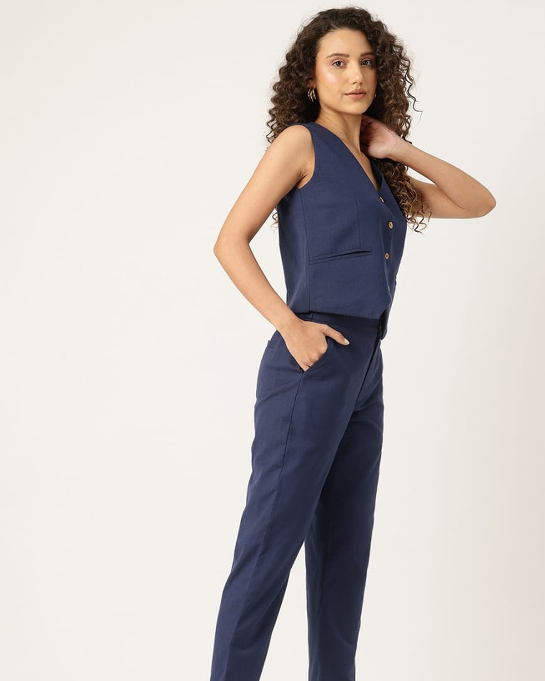 Blue 2Pcs Waist Co-ord Set