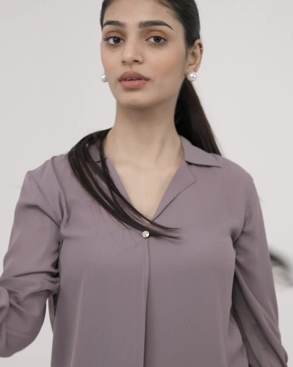 Levender V Neck Pintex Top
