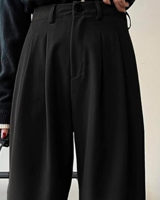 Black Straight Fit Tailored Pants