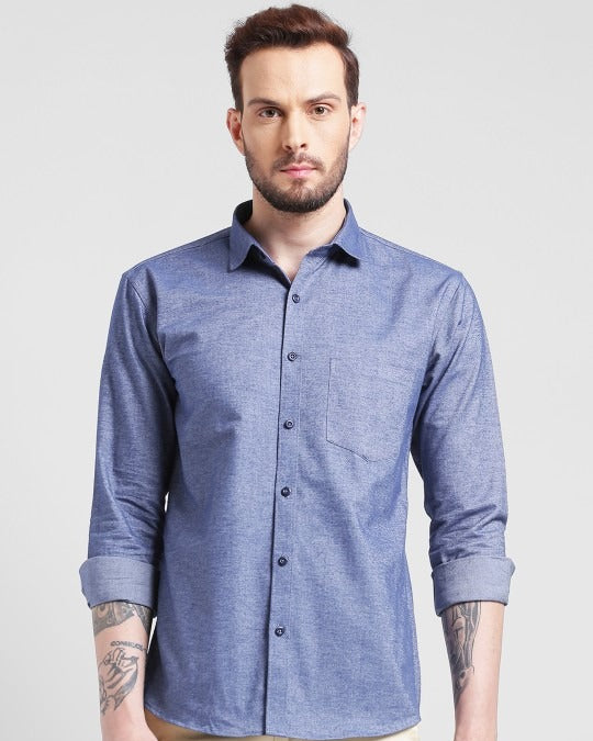 Premium Oxford Cotton - Casual Wear Metalic Grey Shirt(SF)