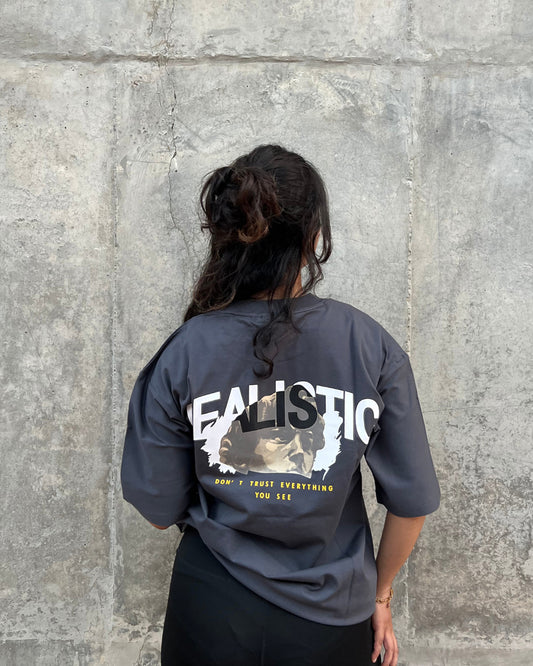 Grey Crew Neck Men's Oversized T-Shirt