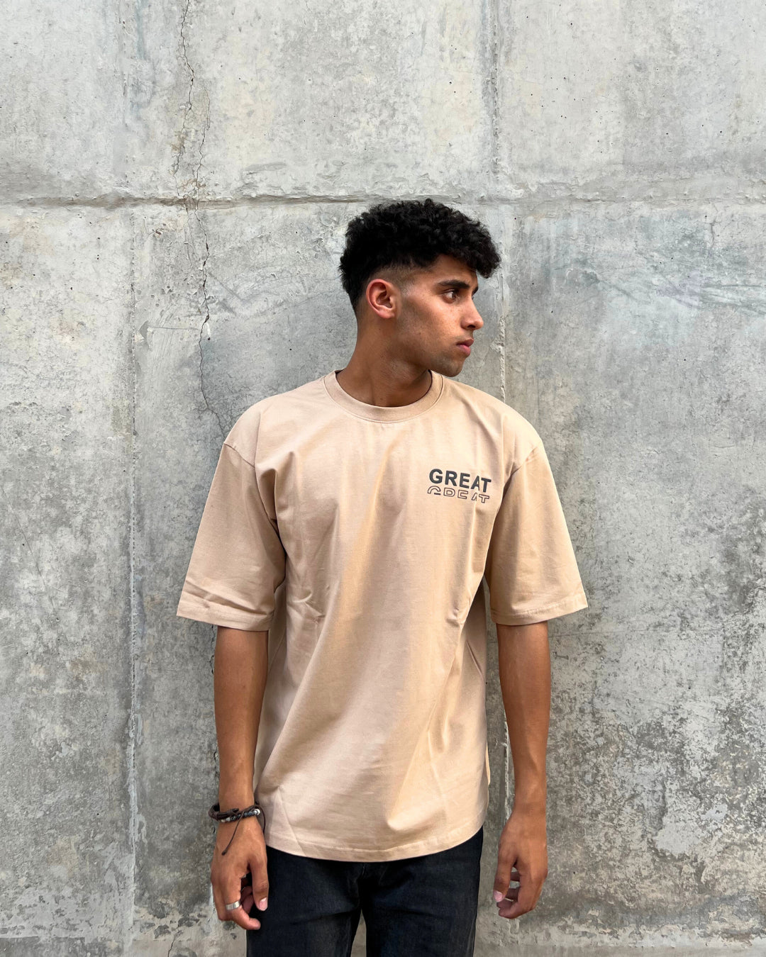 Sand Short-Sleeved, Oversized T-shirt
