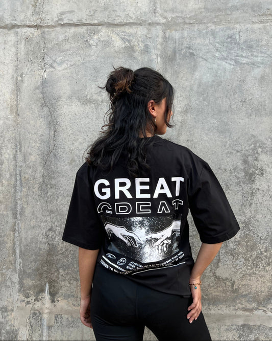 Black Short-Sleeved, Oversized T-shirt