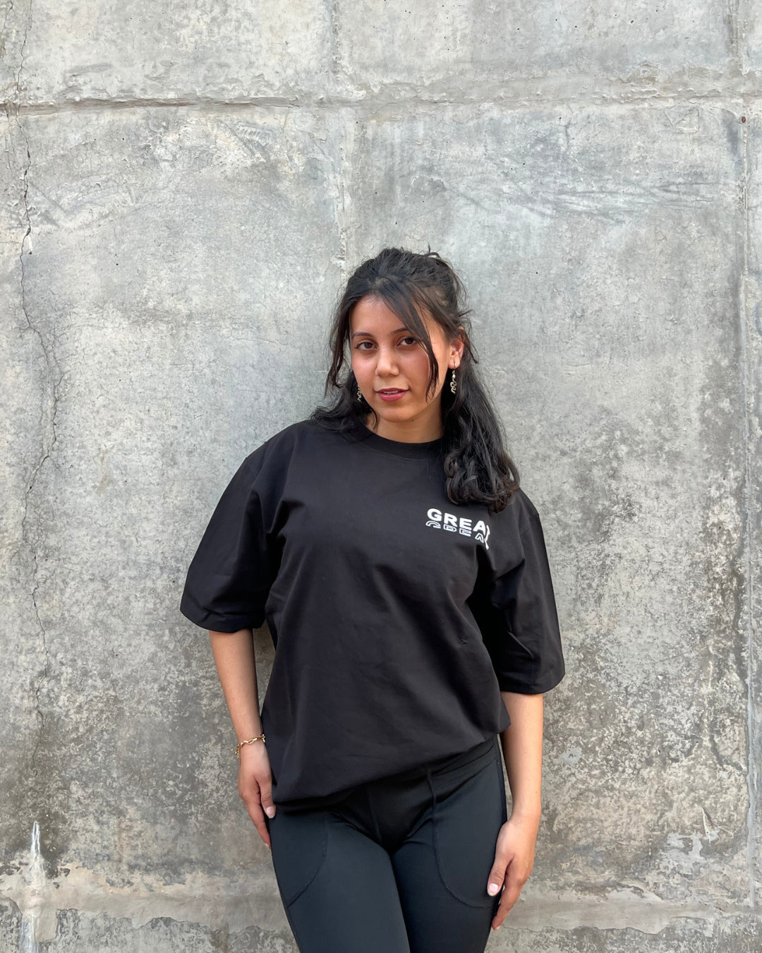Black Short-Sleeved, Oversized T-shirt