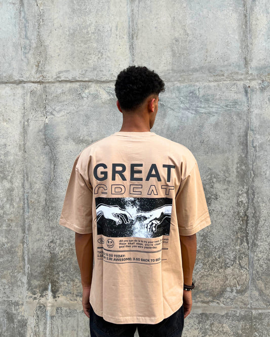 Sand Short-Sleeved, Oversized T-shirt
