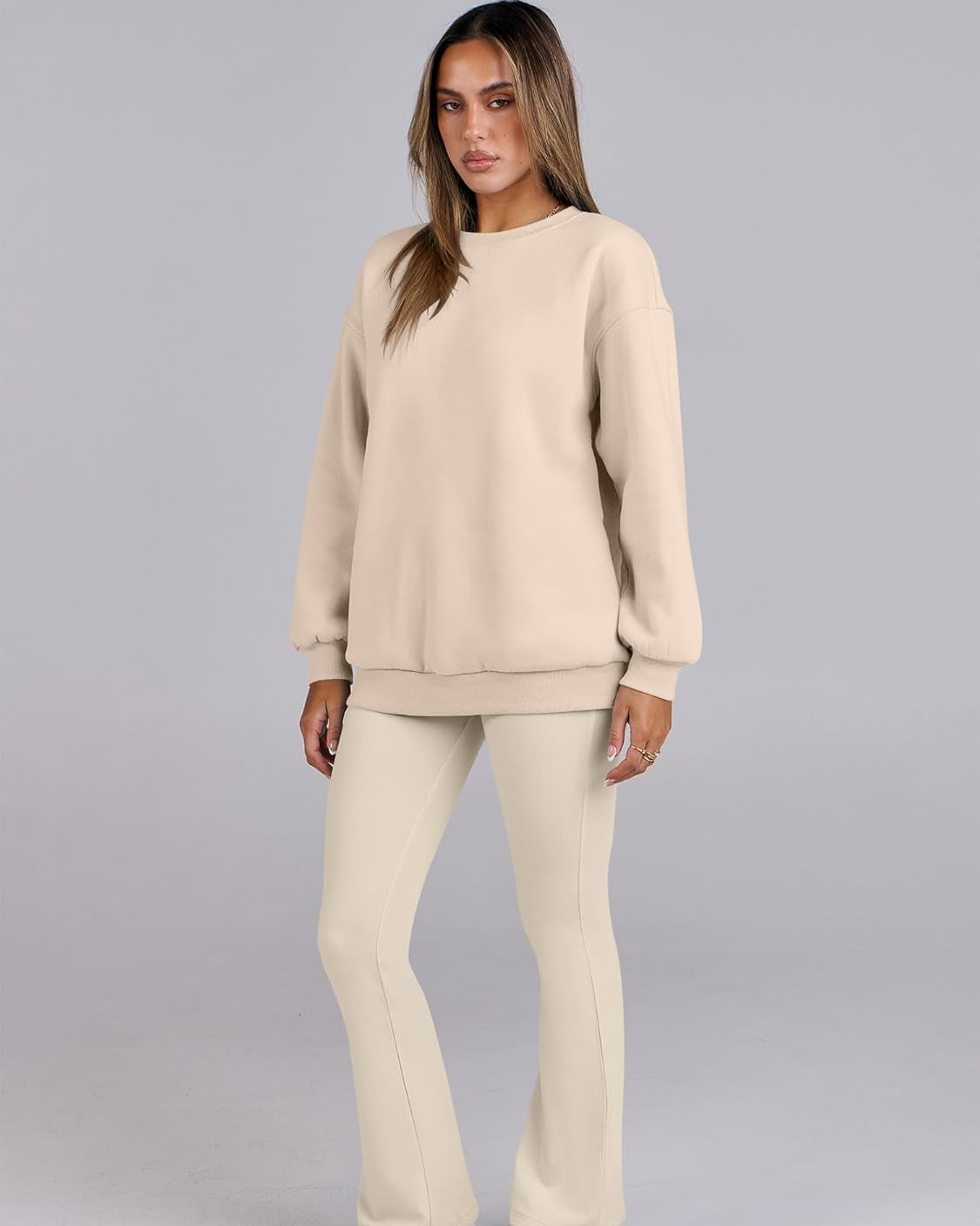 Women Beige Bootcut Flared High-Rise Trousers