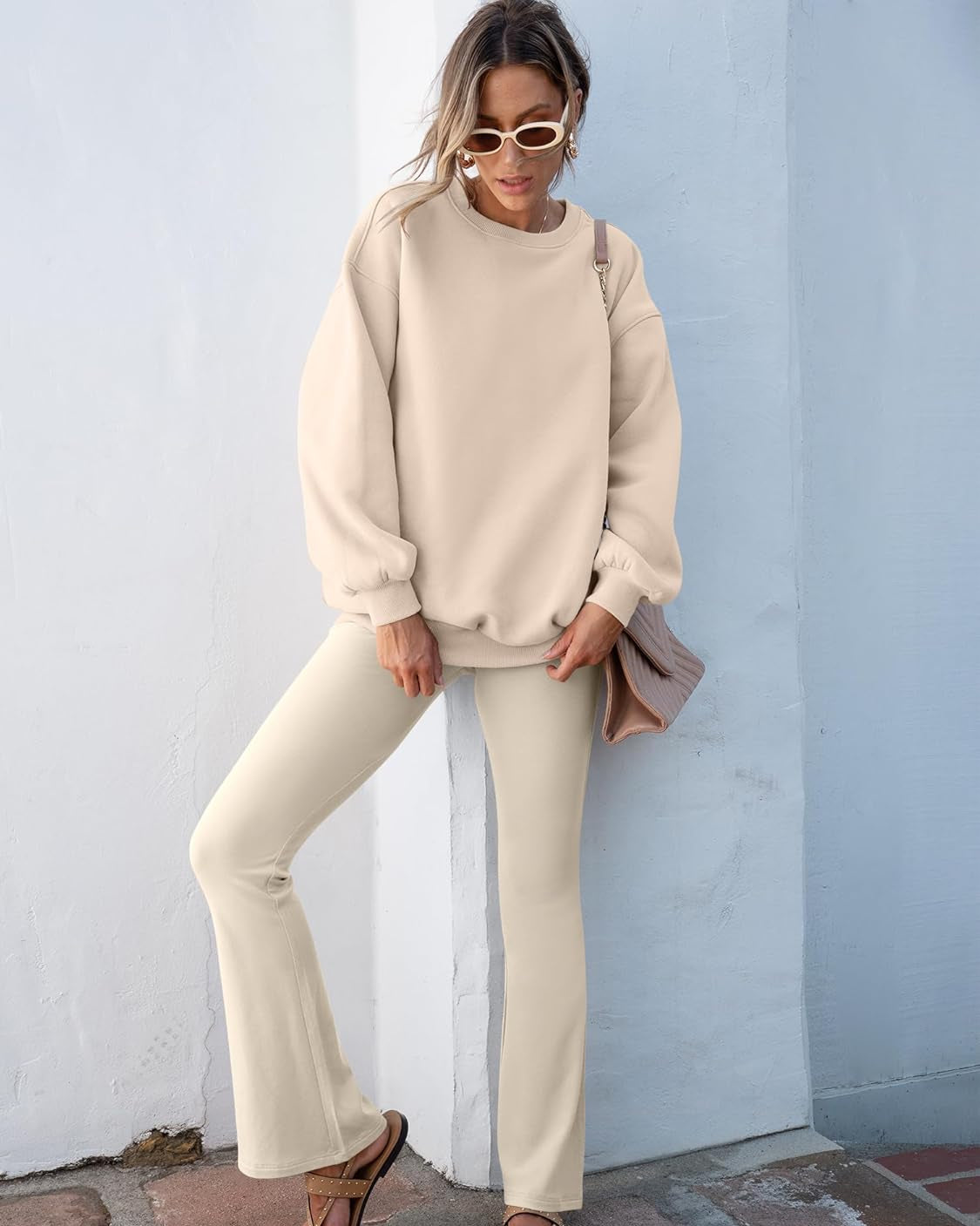 Women Beige Bootcut Flared High-Rise Trousers