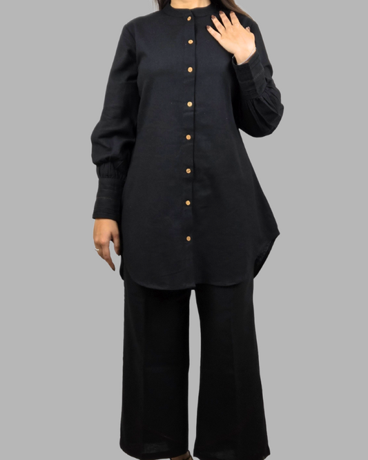 Black Plain 2 Pcs Co-ord Set