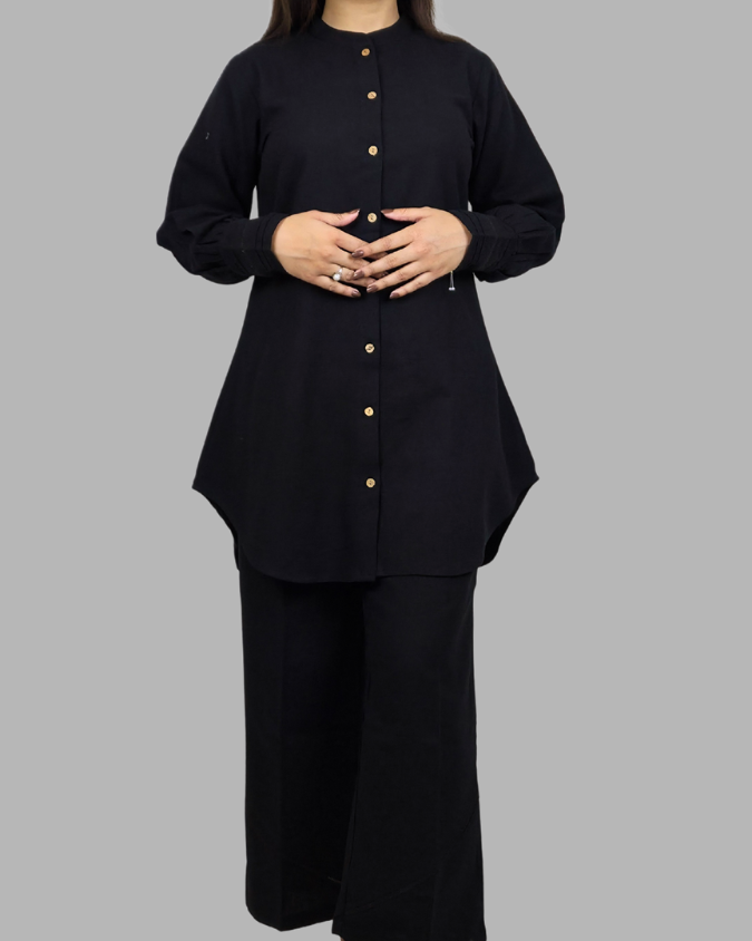 Black Plain 2 Pcs Co-ord Set