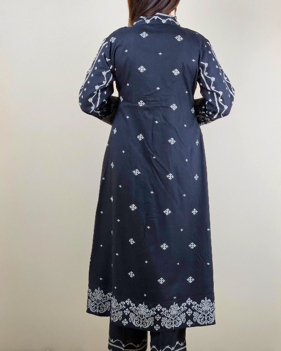 Teal V Neck 2 Pcs Anarkali Kurta Set
