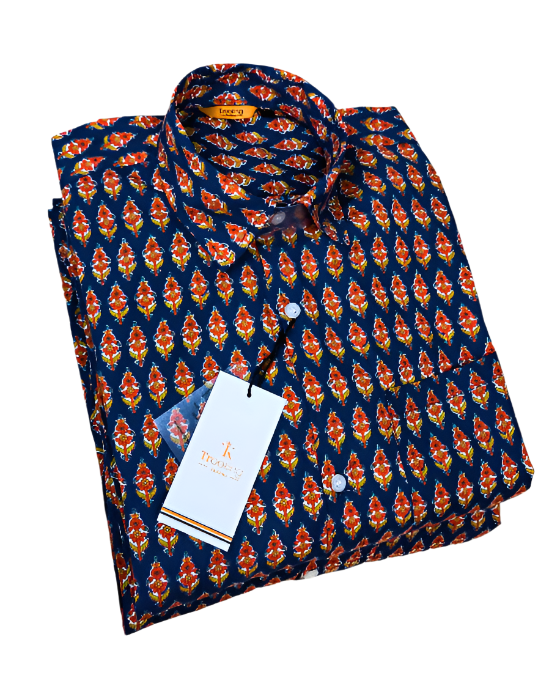 Blue Jaipuri Full Sleeve Printed Shirt for Men