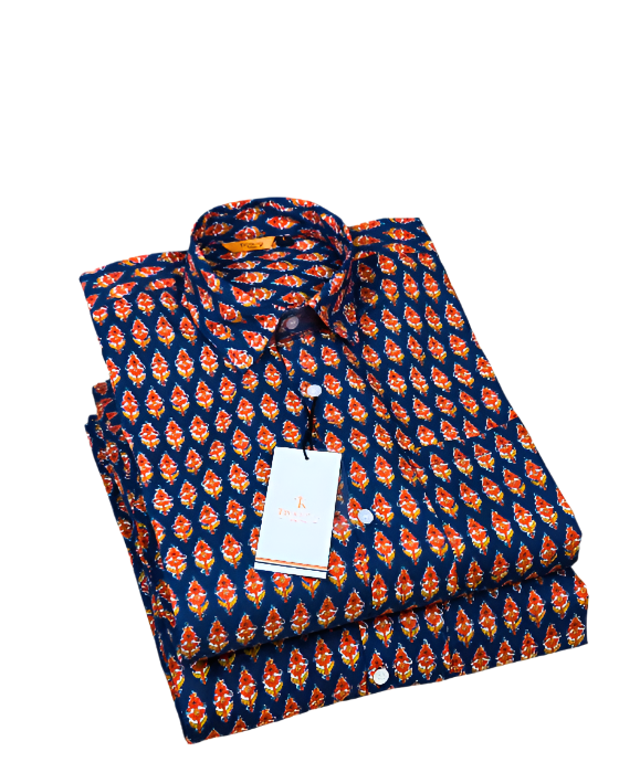 Blue Jaipuri Full Sleeve Printed Shirt for Men