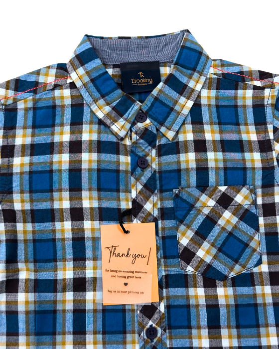 Boy's Blue with Mustard Checks Shirt