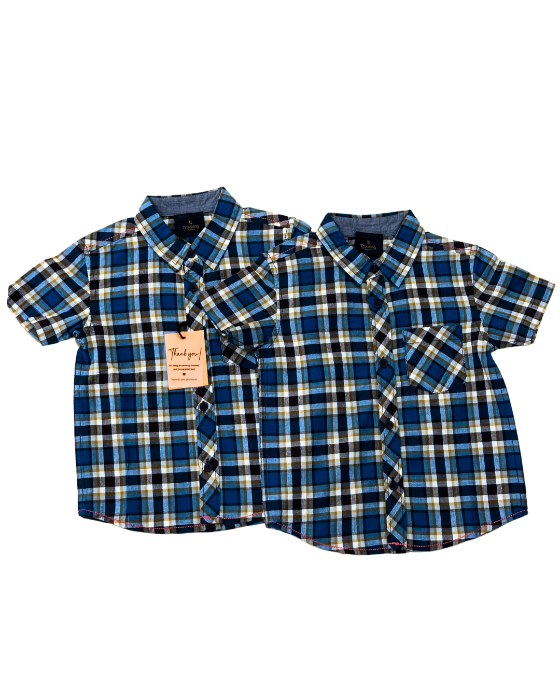 Boy's Blue with Mustard Checks Shirt