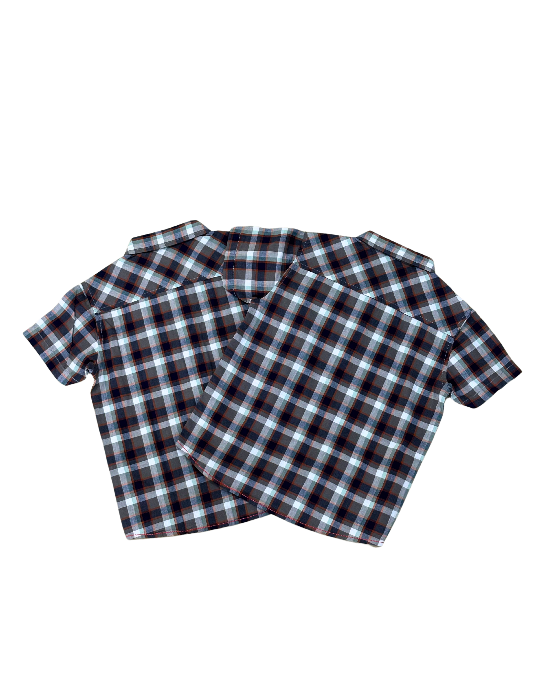 Boy's Grey with Navy Checks Shirt