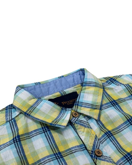 Boy's Lemon Yellow with Blue Checks Shirt
