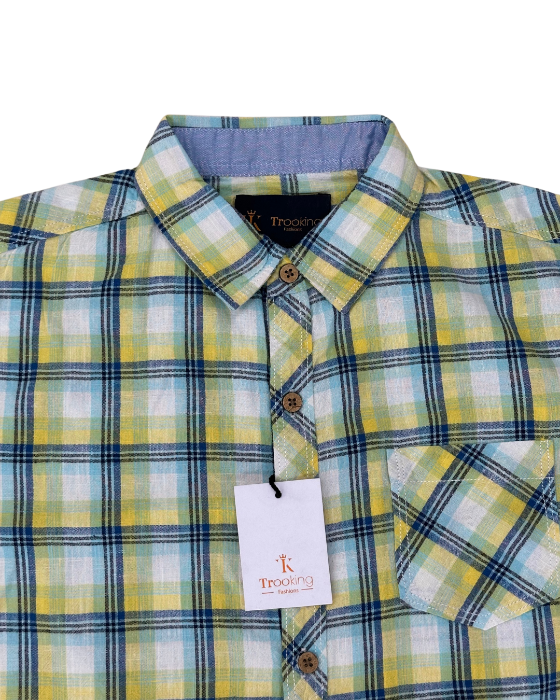 Boy's Lemon Yellow with Blue Checks Shirt