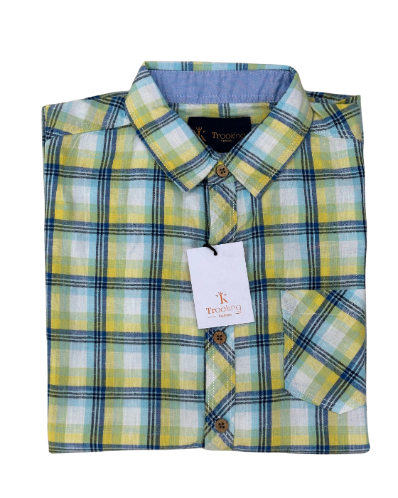 Boy's Lemon Yellow with Blue Checks Shirt