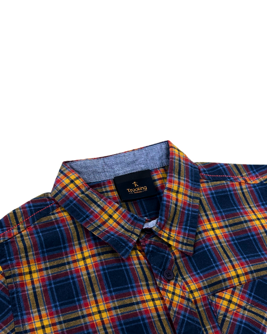 Boy's Navy Blue with yellow Checks Shirt