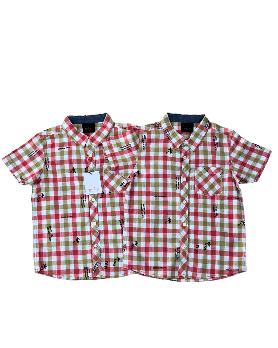 Boy's Pink with Brown Checks Shirt