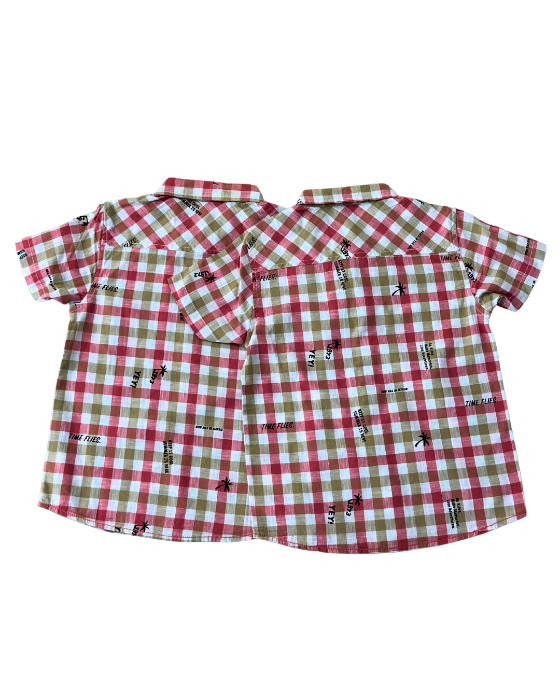 Boy's Pink with Brown Checks Shirt