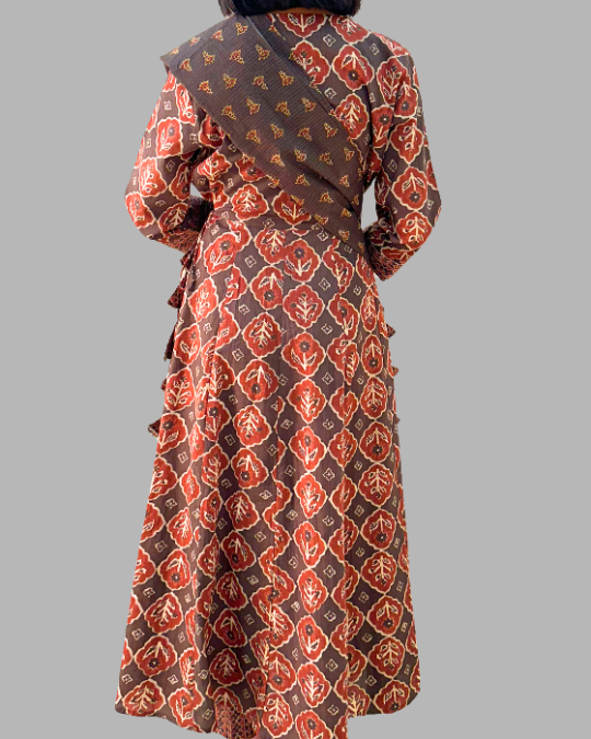 Brown rust kota dori embroidery kurta set