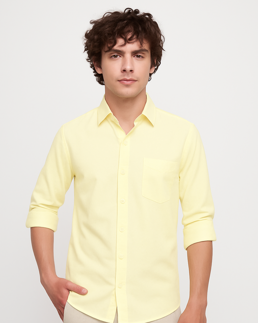 Premium Oxford Plain Yellow Casual Shirt (SF)