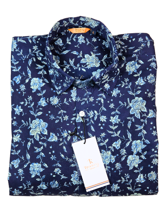 Dark Blue Jaipuri Full Sleeve Printed Shirt