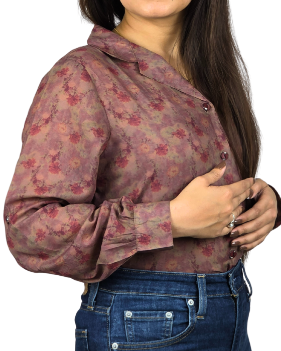 Dusky Rose Floral Print Victoria Shirt With Spaghetti