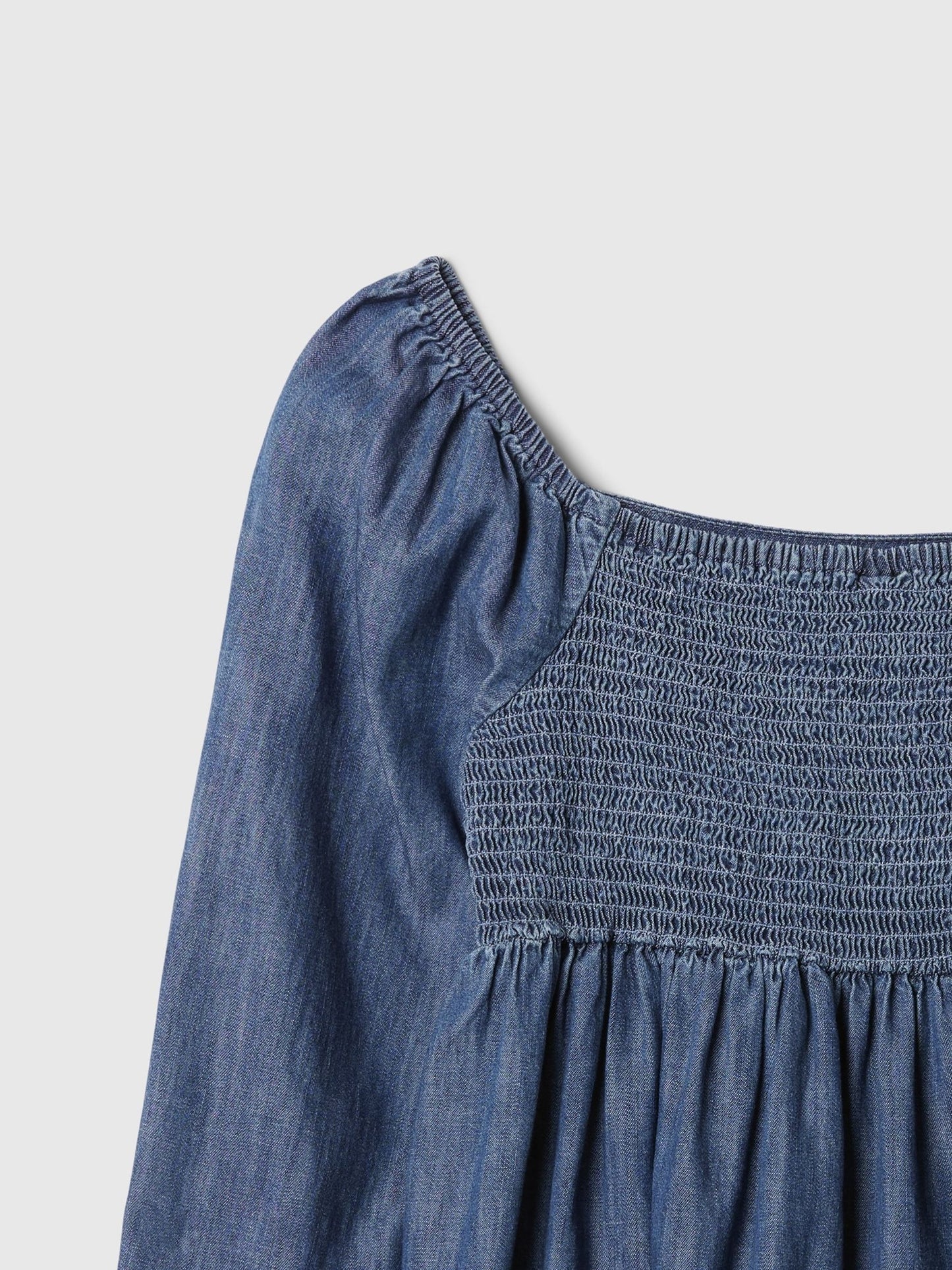kid's Blue Denim full Sleeve Tiered Dress