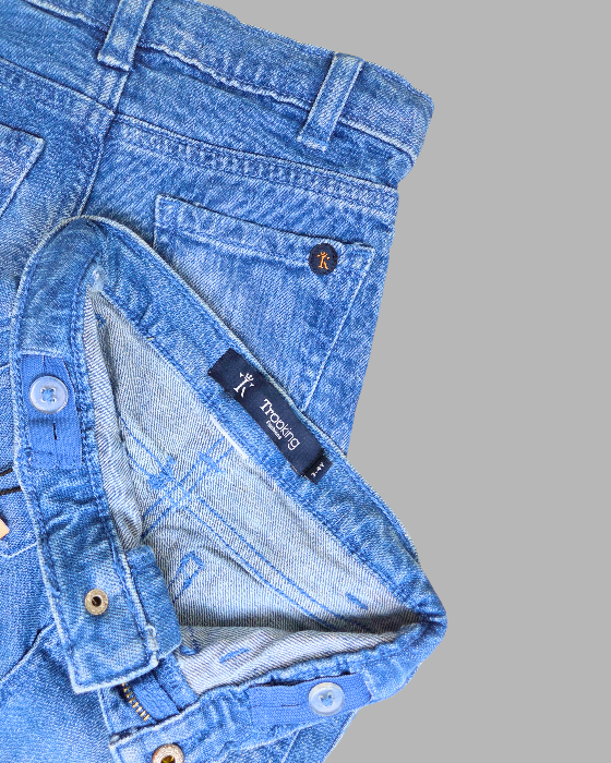 Girl's Front Pocket Blue Denim Jeans