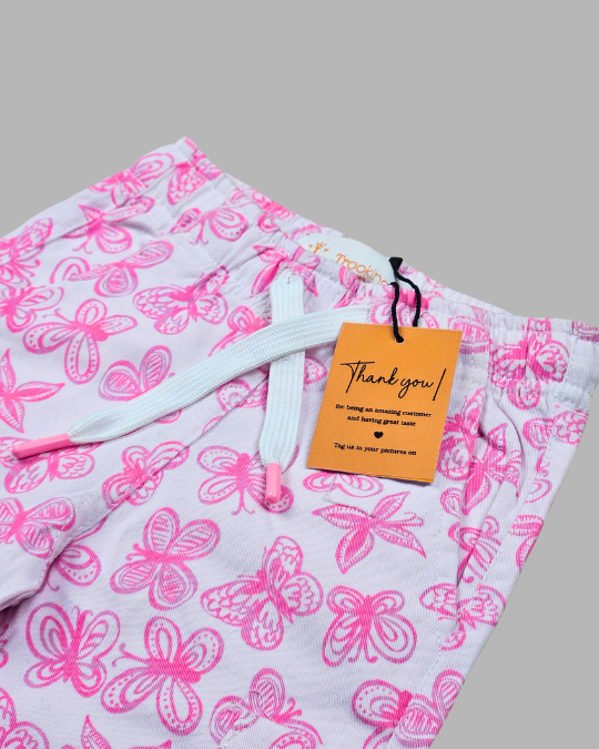 Girl's Pink Floral Elasticated Cotton Pants